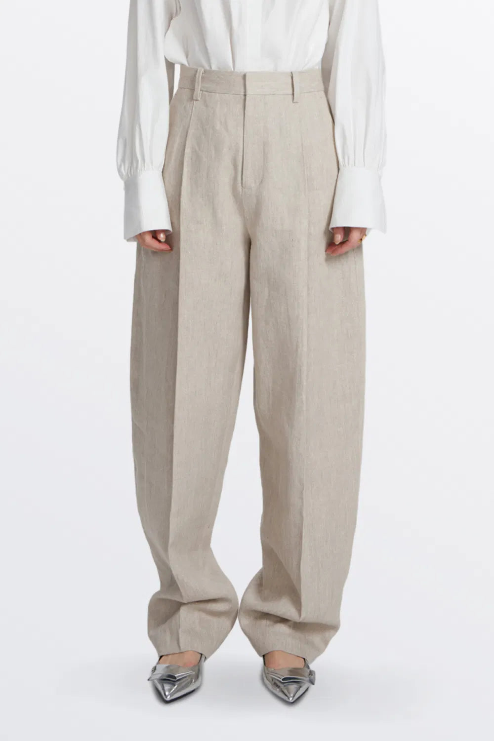 Giselle Pleated Suit Pants in Linen Cotton Blend