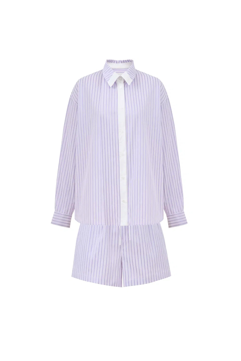 Faya Purple Contrast Shirt and Shorts Set in Viscose Blend