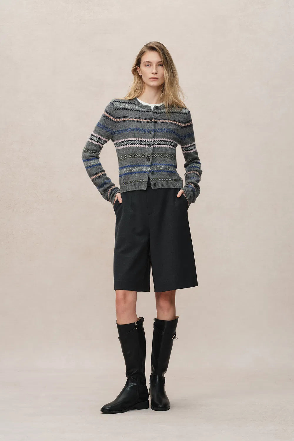 Alice Short Cardigan in Merino Wool Knit