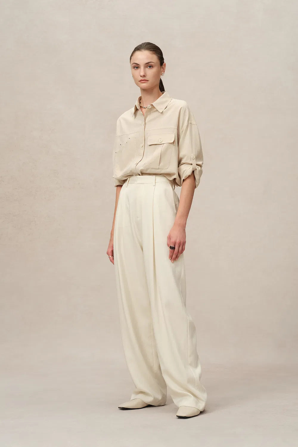 Hazo Utility Blouse in Tencel-Linen Blend