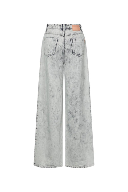 Fiona Wide Leg Jeans in Washed Cotton Denim