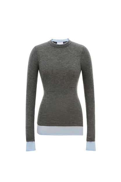 Laura Layered Look Sweater in Wool Knit