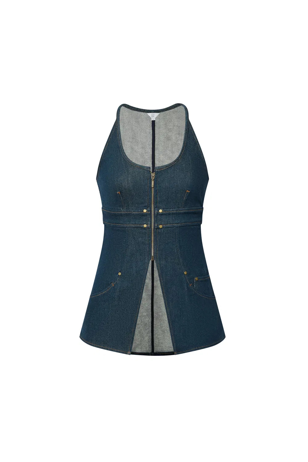 Gus Peplum Vest in Tencel Denim