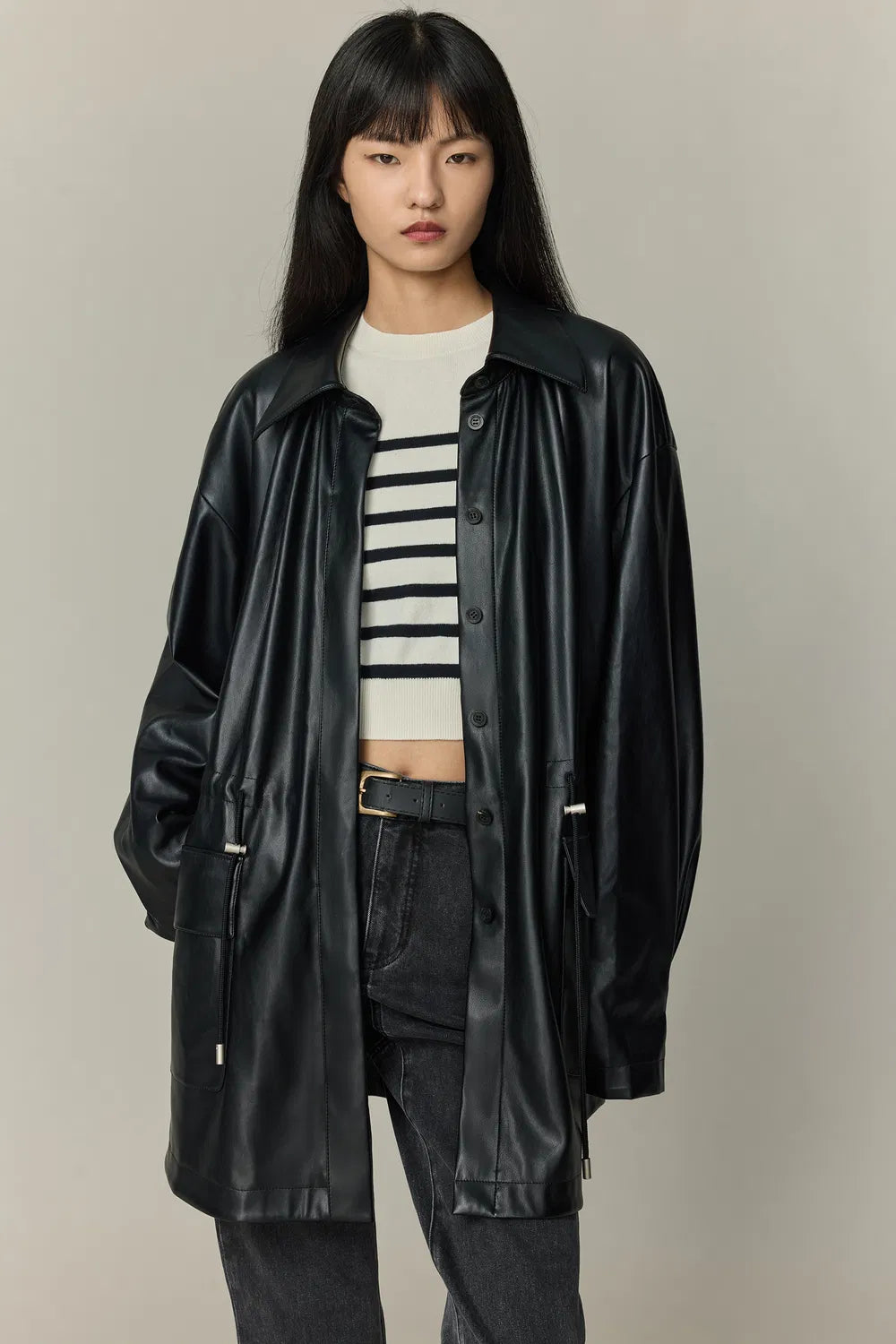 Field Oversized Shirt in Vegan Leather