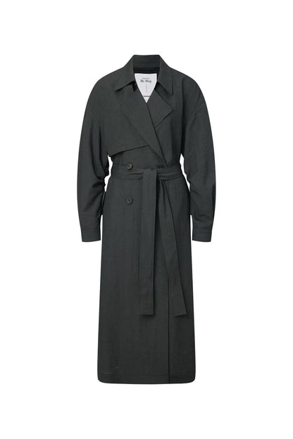 Gizele Detachable Belt Trench Coat in Linen Blend