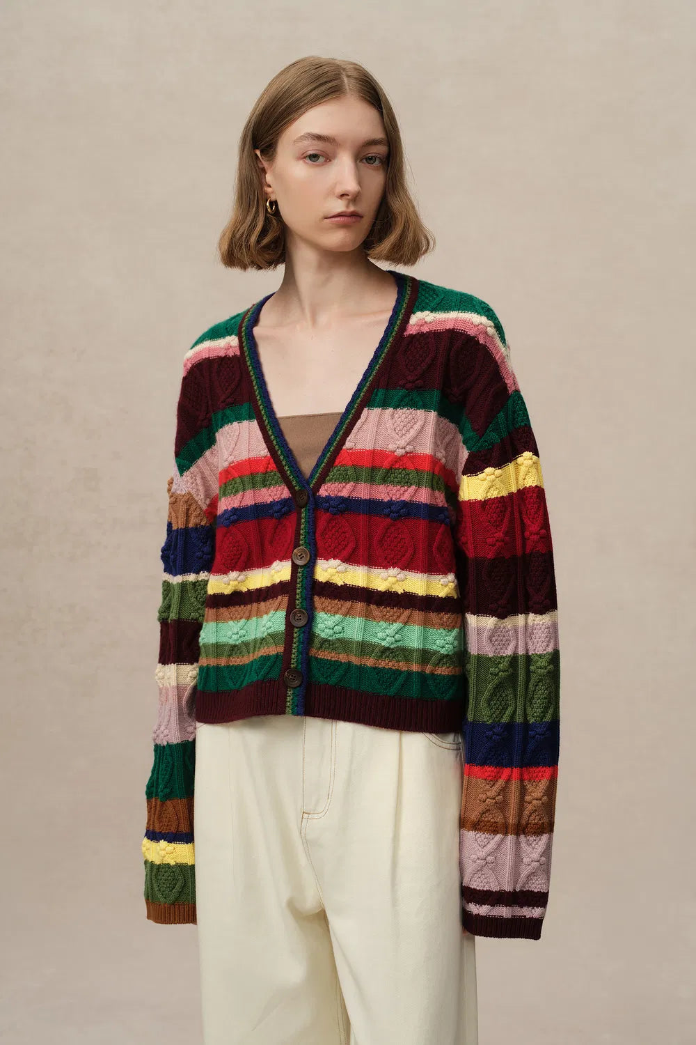 Lila Colorful Cardigan in Merino Wool Knit