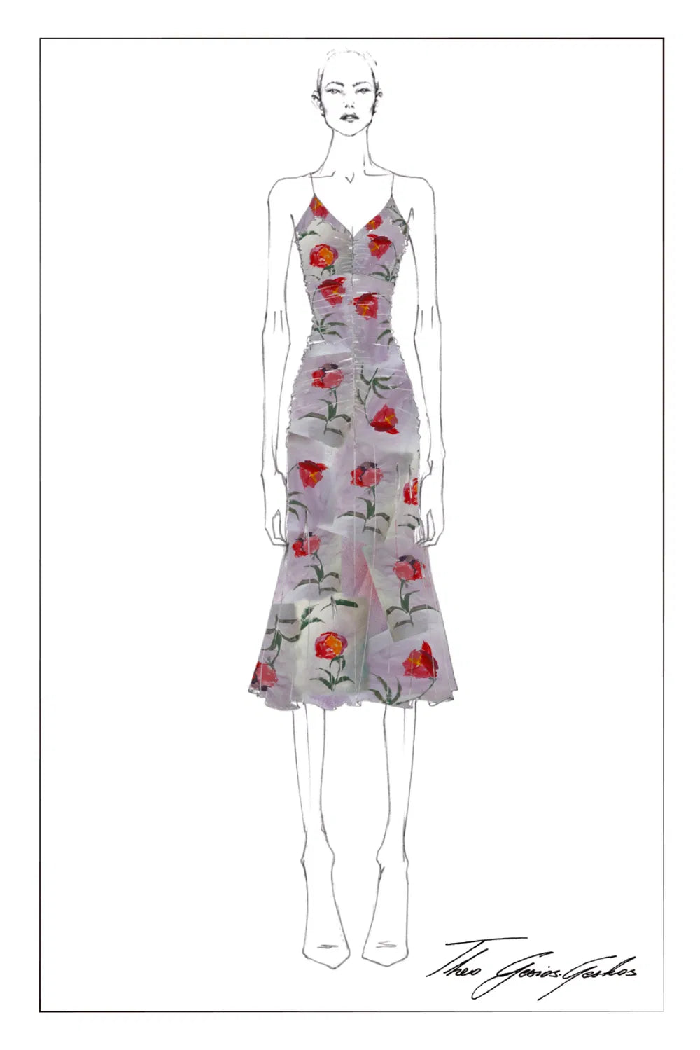 Lee Hand-Painted Rose Dress