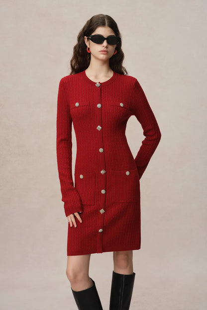 Layla Slim Fit Short Dress in Australian Merino Wool Knit