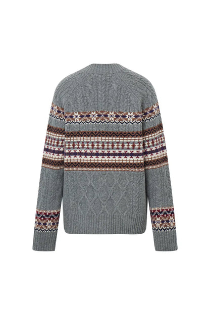 Coll Fair Isle Cardigan in Chunky Merino Wool Knit