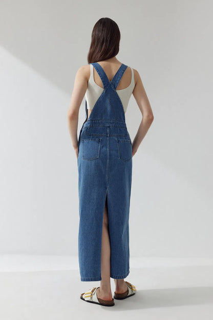 Milva Pinafore Dress in Cotton Denim