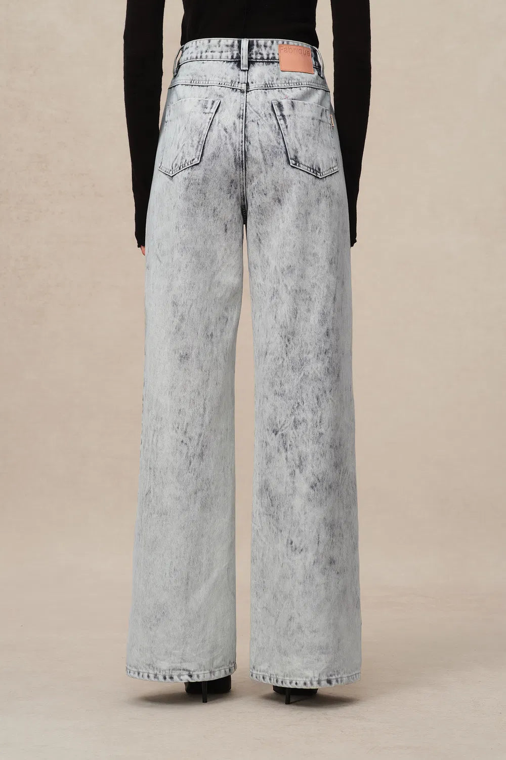 Fiona Wide Leg Jeans in Washed Cotton Denim