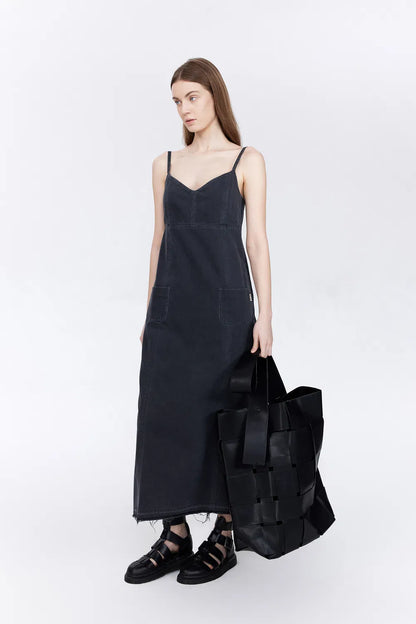 Hortensia Patched Cami Dress in Tencel Denim