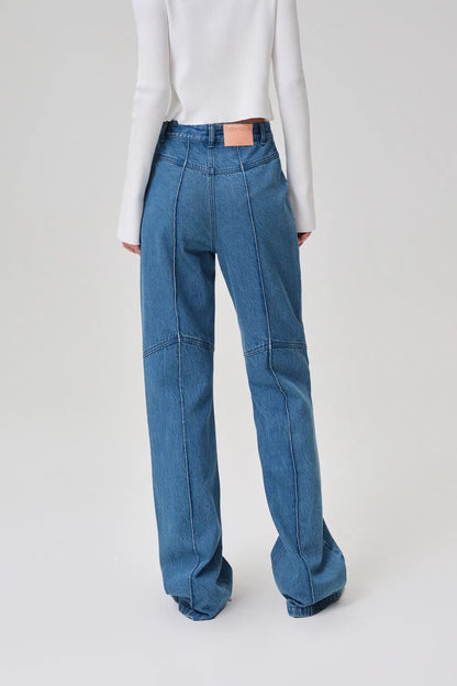 Meryl Patchwork Baggy Jeans in Tencel Lyocell Denim Blend