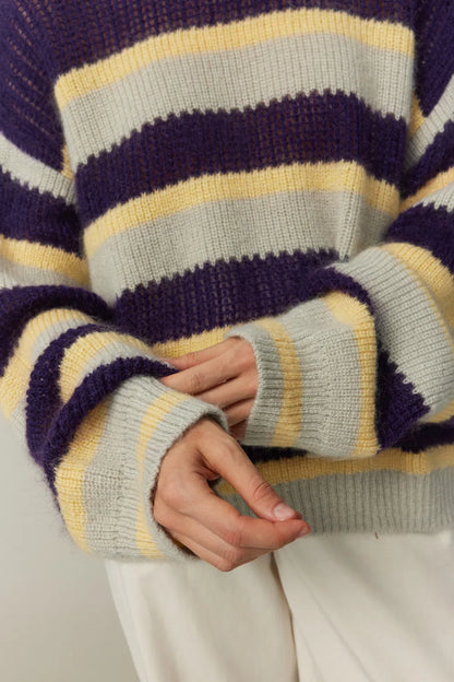 Asa Striped Sweater in Kid Mohair Knit