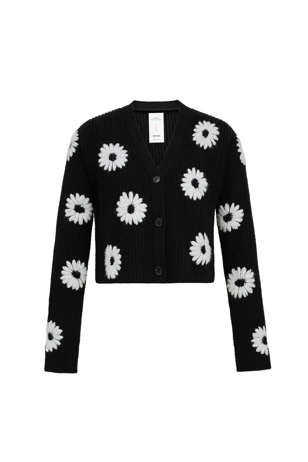 Daisy Embroidered Cardigan in Merino Wool Blend