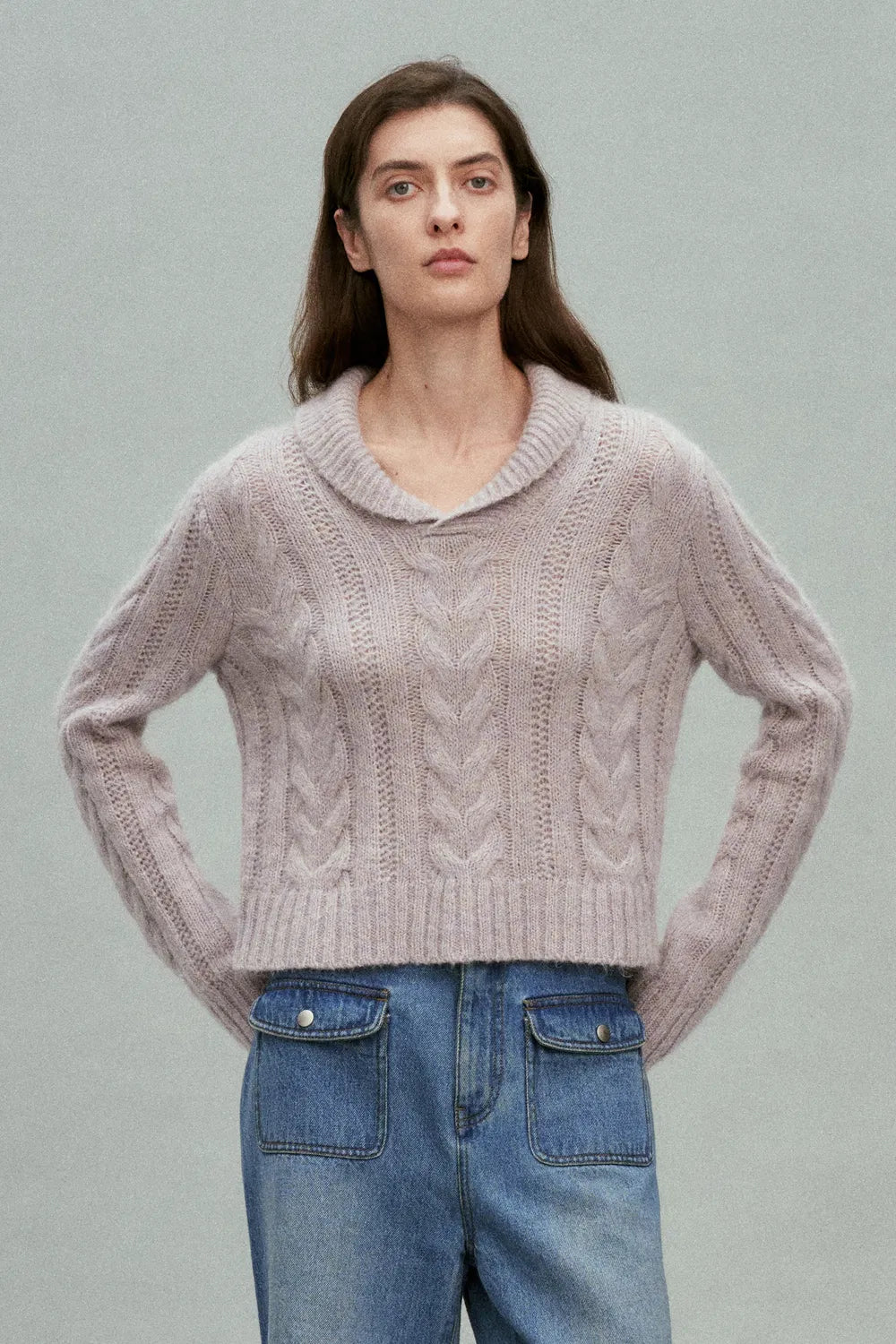 Moon Lapel Sweater in Kid Mohair-Wool Knit