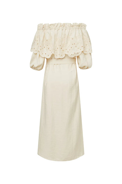 Alexia Lace Embroidery Dress in Tencel