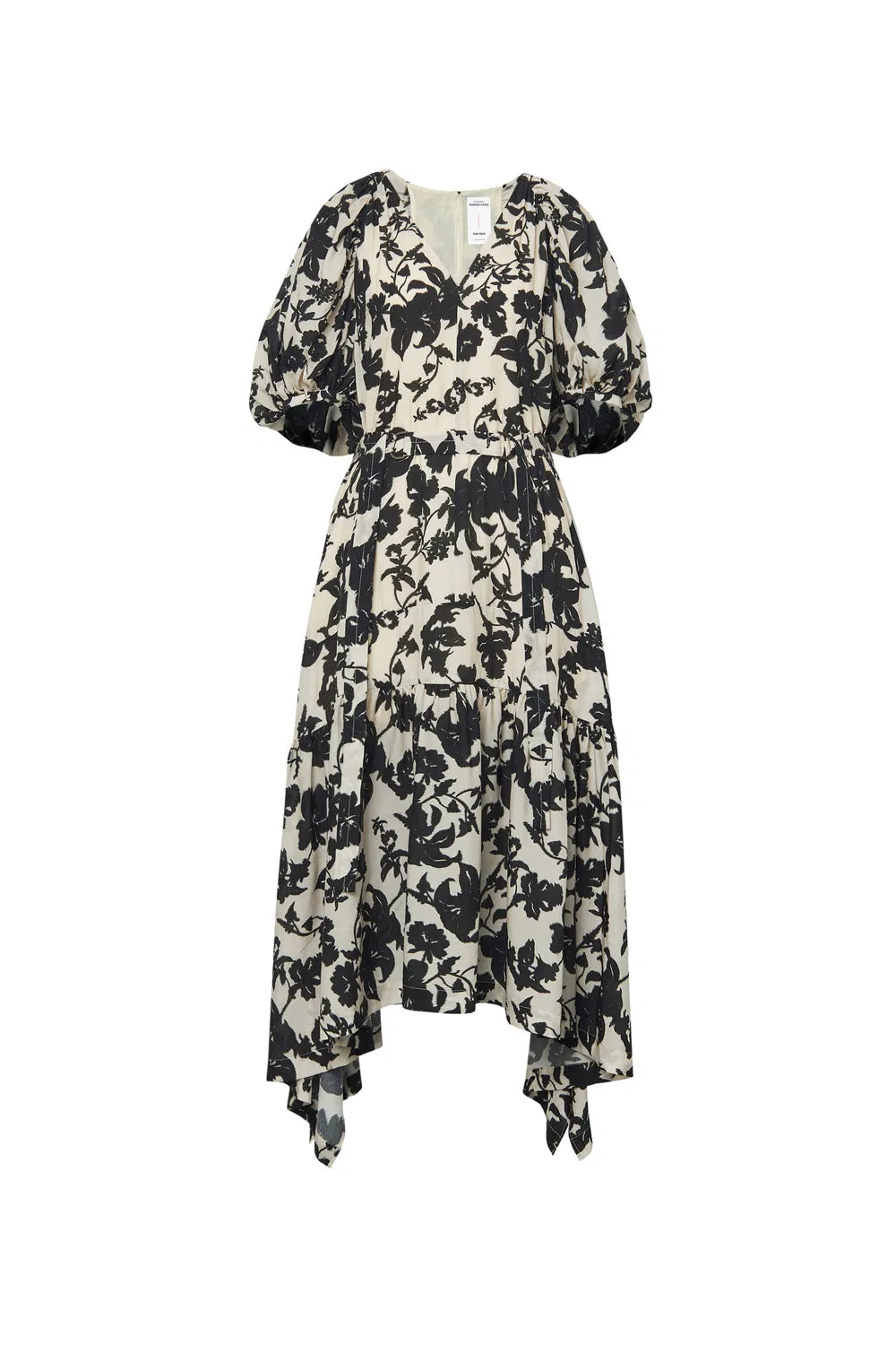 Milla Asymmetric Hem Flora Printed Dress in Tencel Linen Blend