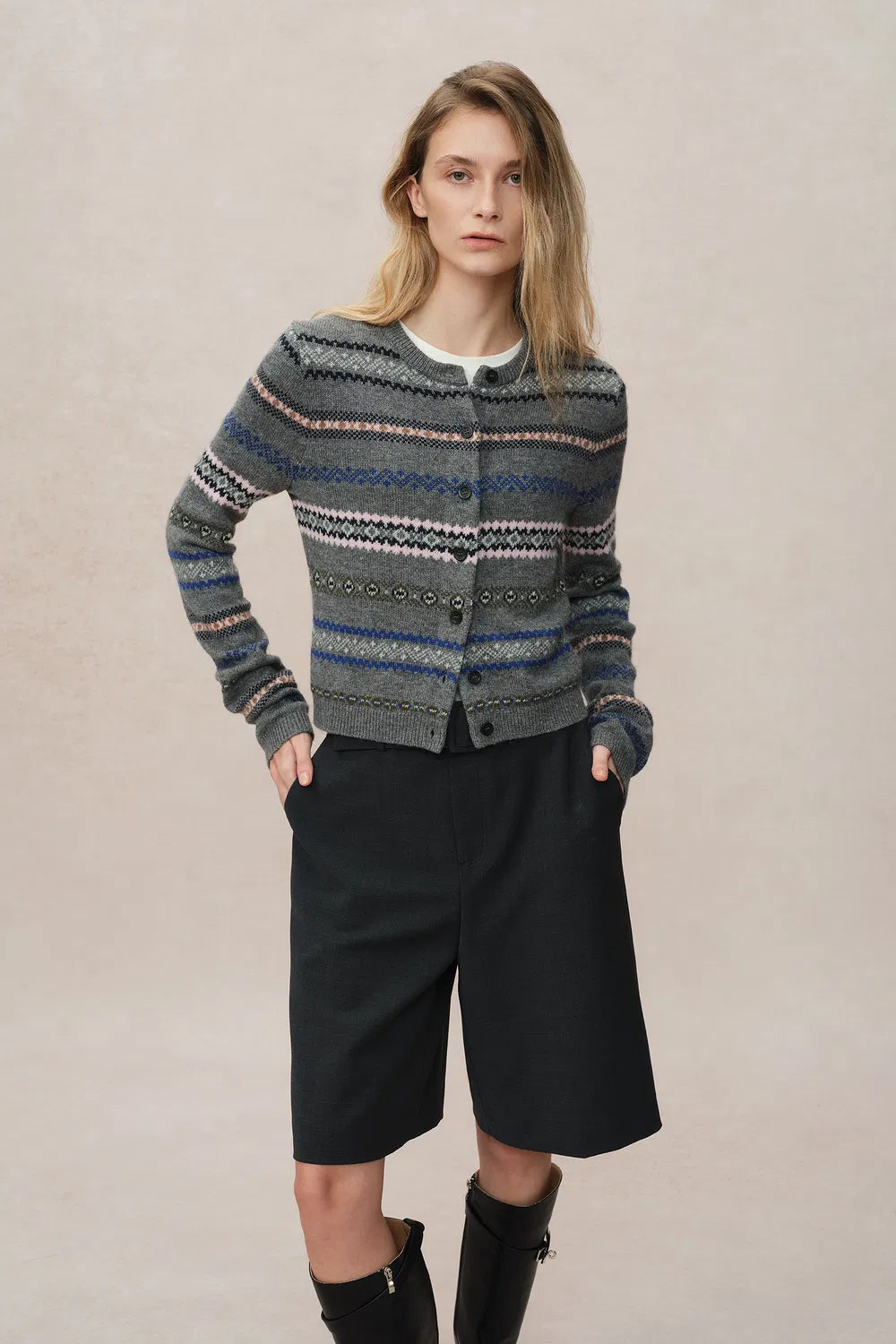 Alice Short Cardigan in Merino Wool Knit