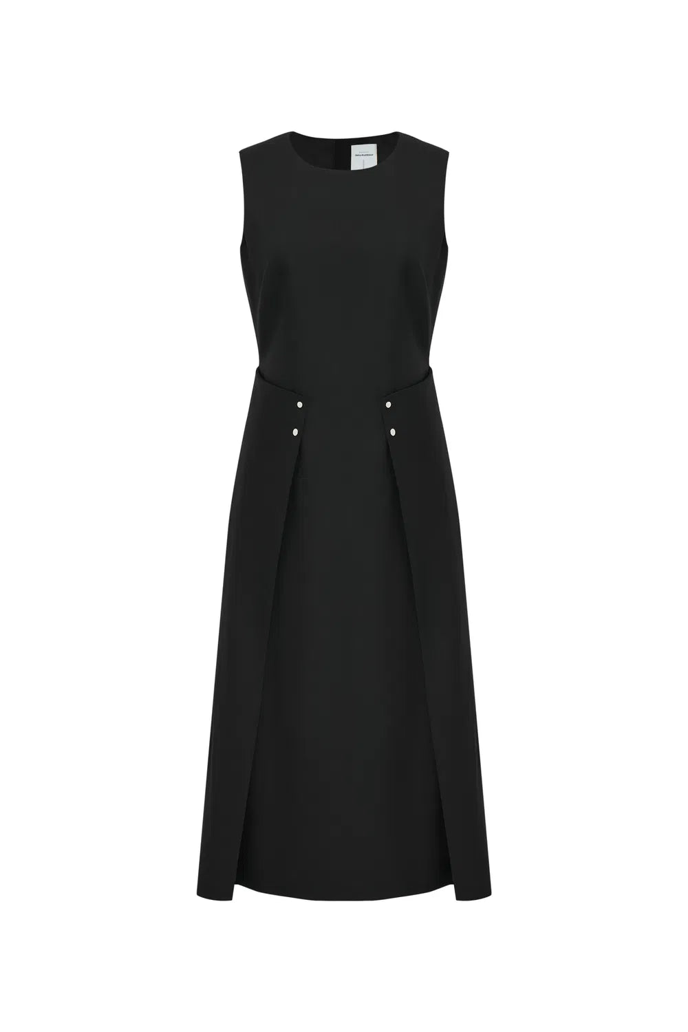 Zaha Pleated A-Line Midi Dress in Wool Blend