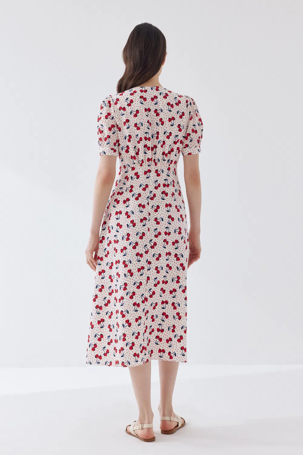 Federica Pink Polka Dot Dress in Silk Crepe De Chine