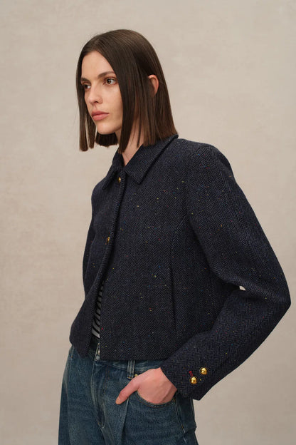 Hailey Herringbone Jacket in Merino Wool Tweed