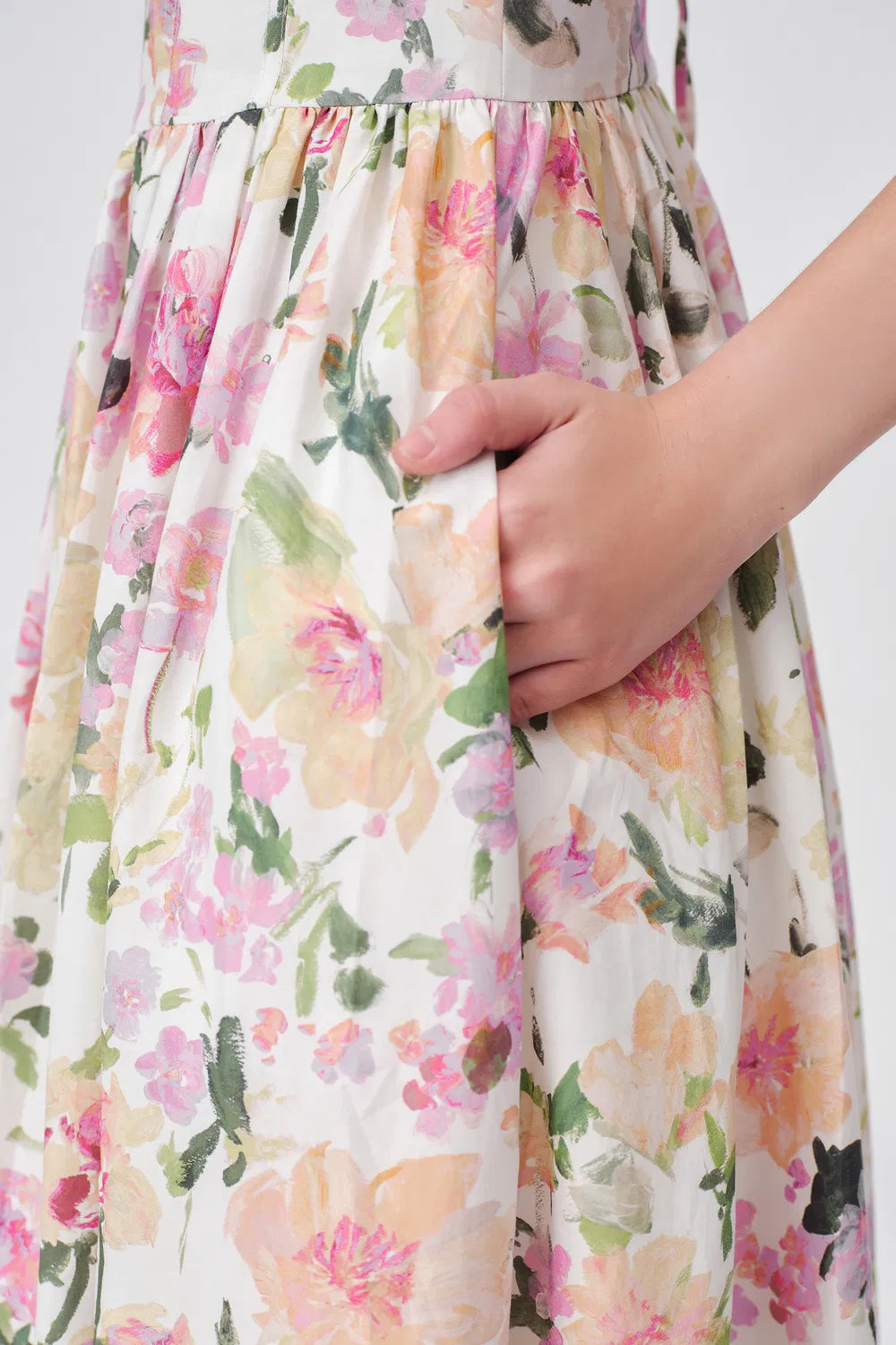 Cindy Flora Print Dress in Silk Cotton