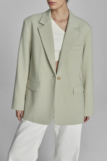 Creamy Green Detachable Belt Blazer