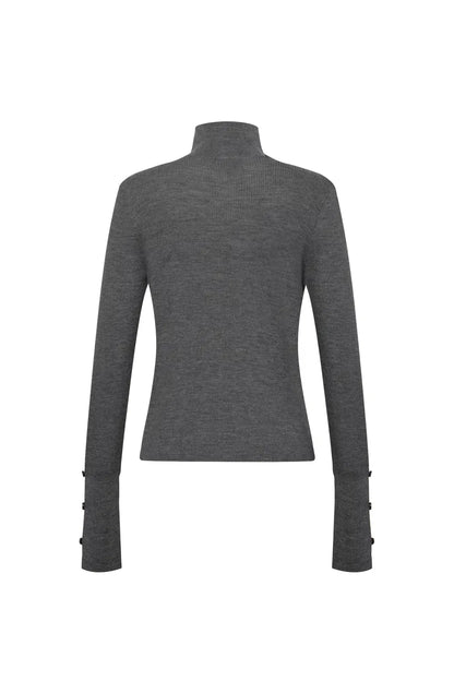 Grace High Neck Fitted Sweater in Ultrafine Merino Wool Knit