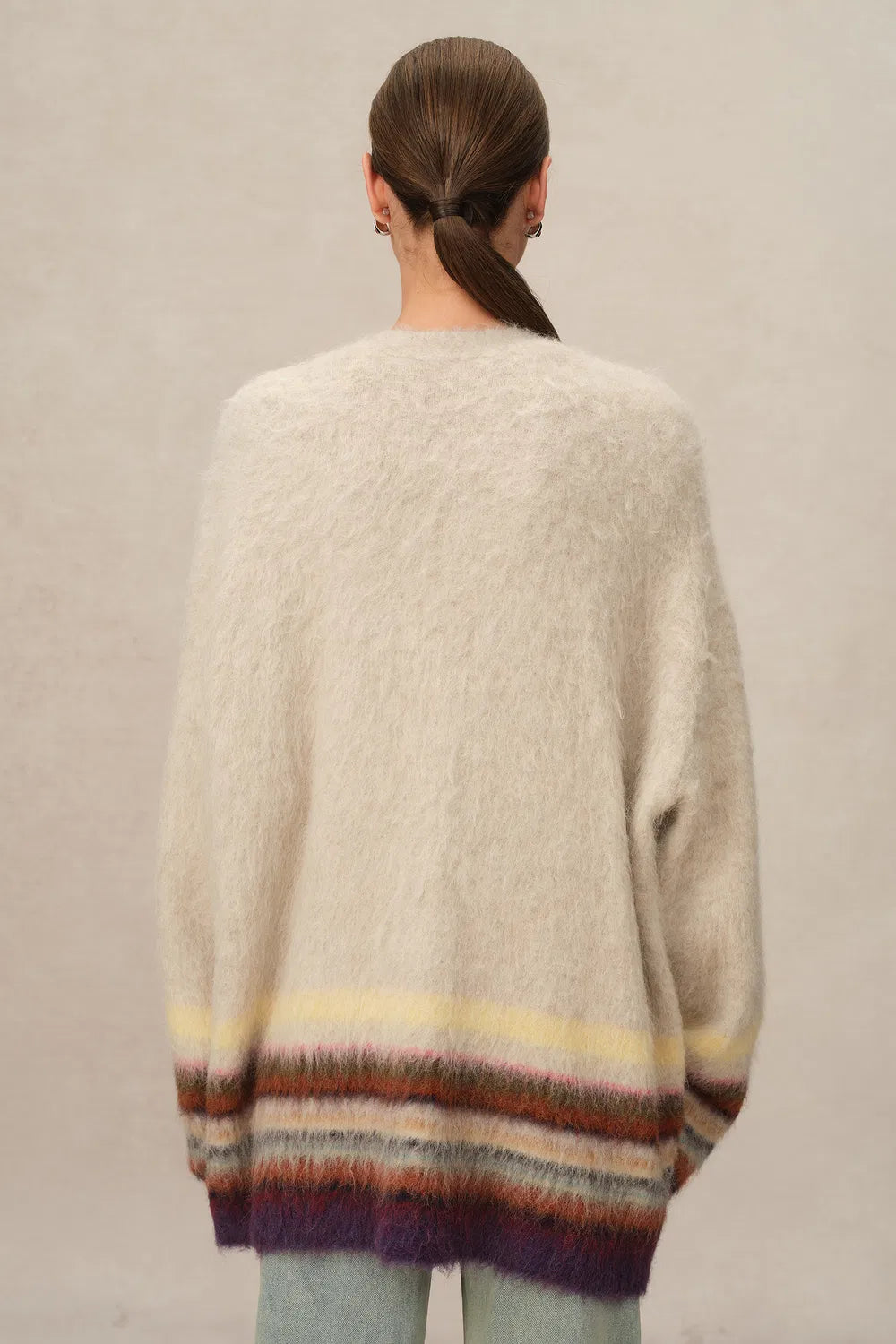 Kiko Striped Cardigan in Baby Alpaca Blend Knit