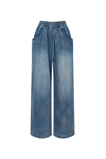 Bulb Shimmer Wide-leg Jeans in Cotton Denim