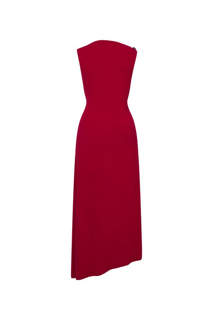 Kiki Asymmetric Knotted Sleeveless Dress in Merino Wool Knit