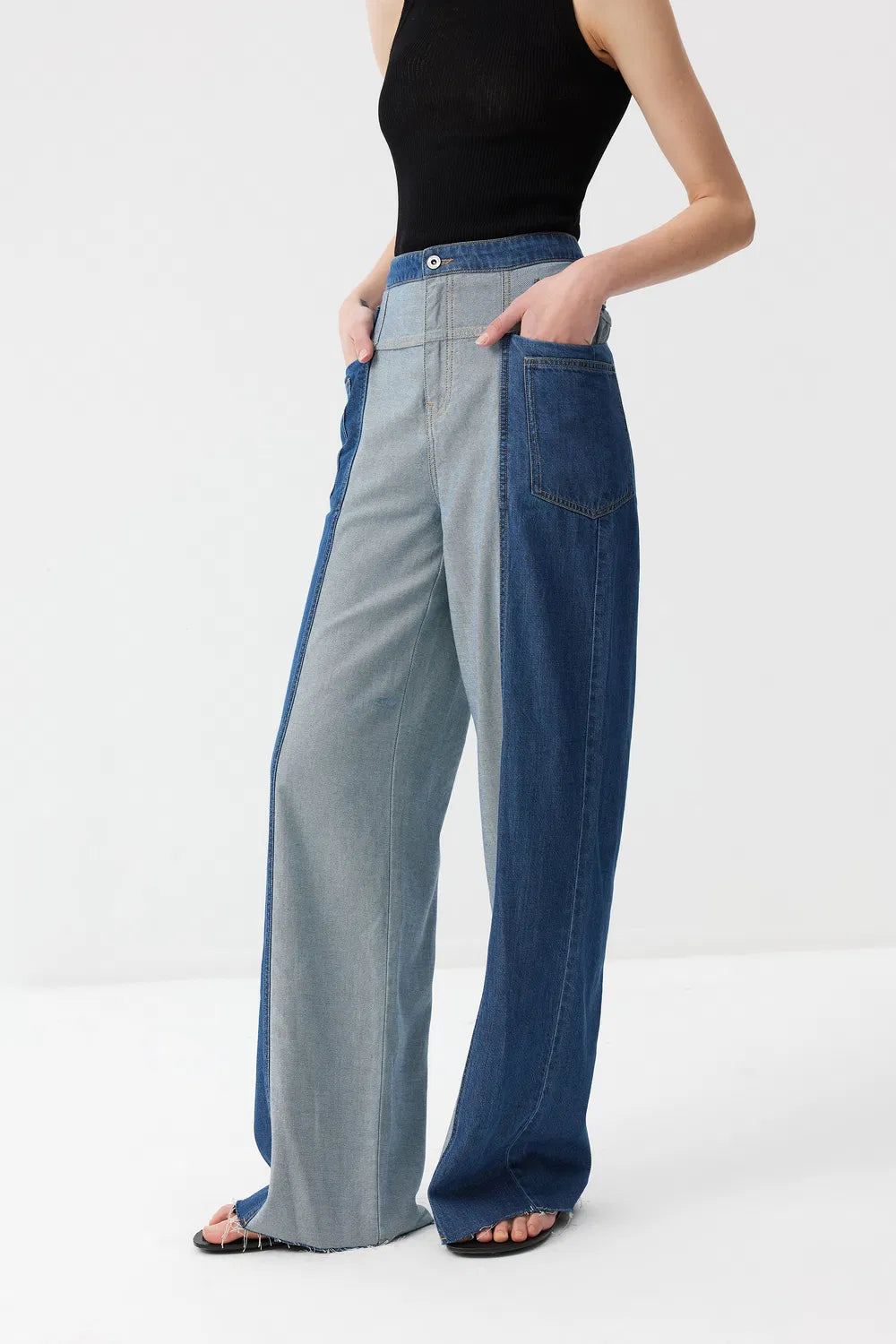 Gachi Patched Jeans in Cotton Denim