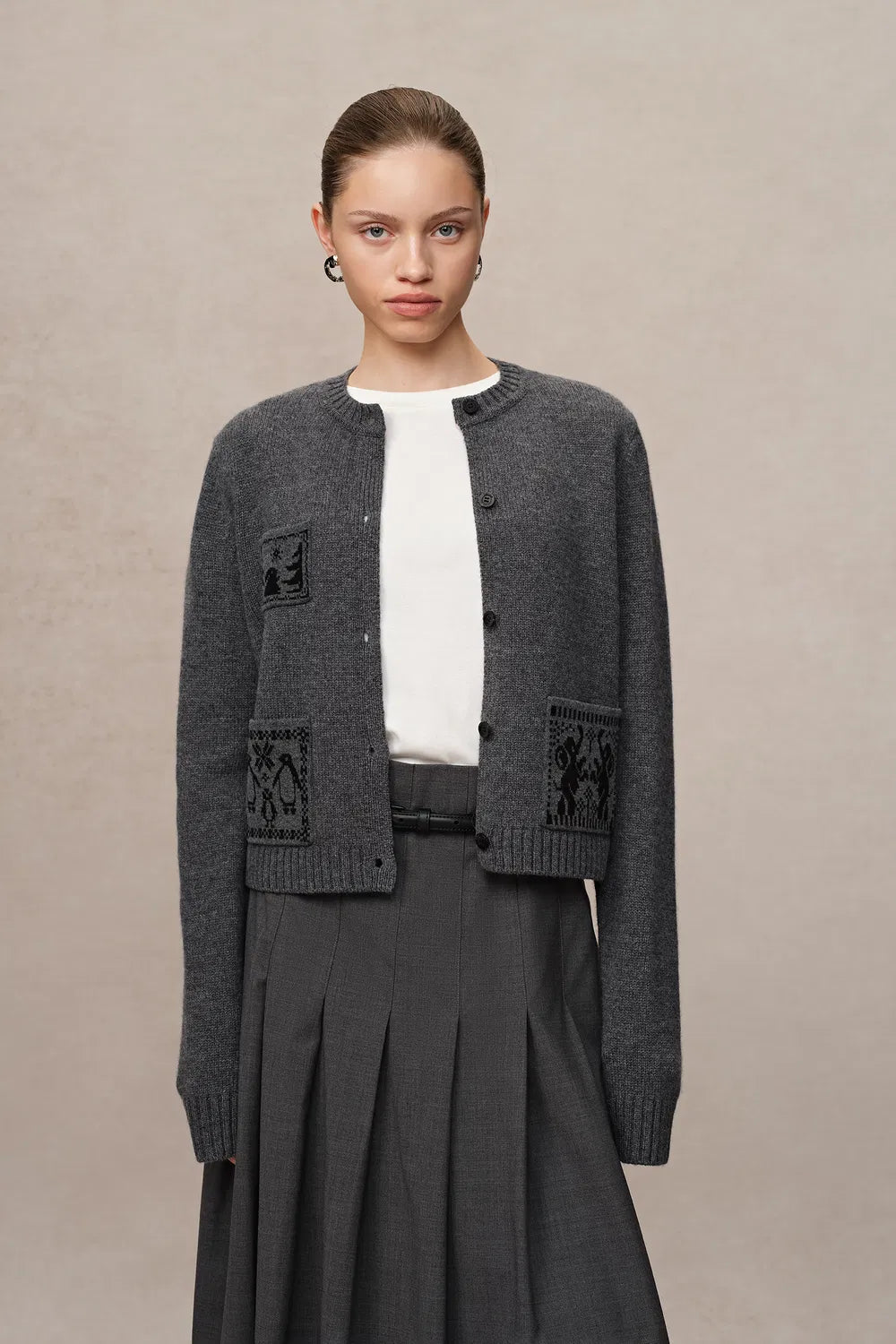 Galop Jacquard Cardigan in Merino-Cashmere Knit