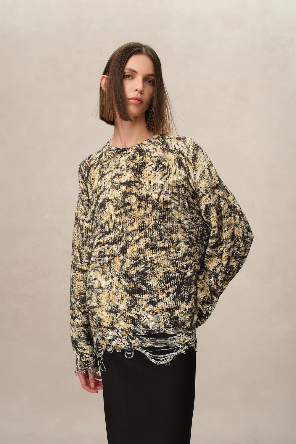 Hesper Animal Print Sweater in Chunky Cotton Knit