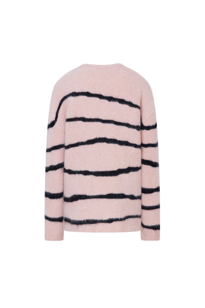 Alannah Striped Pink Sweater in Alpaca Bouclé Knit