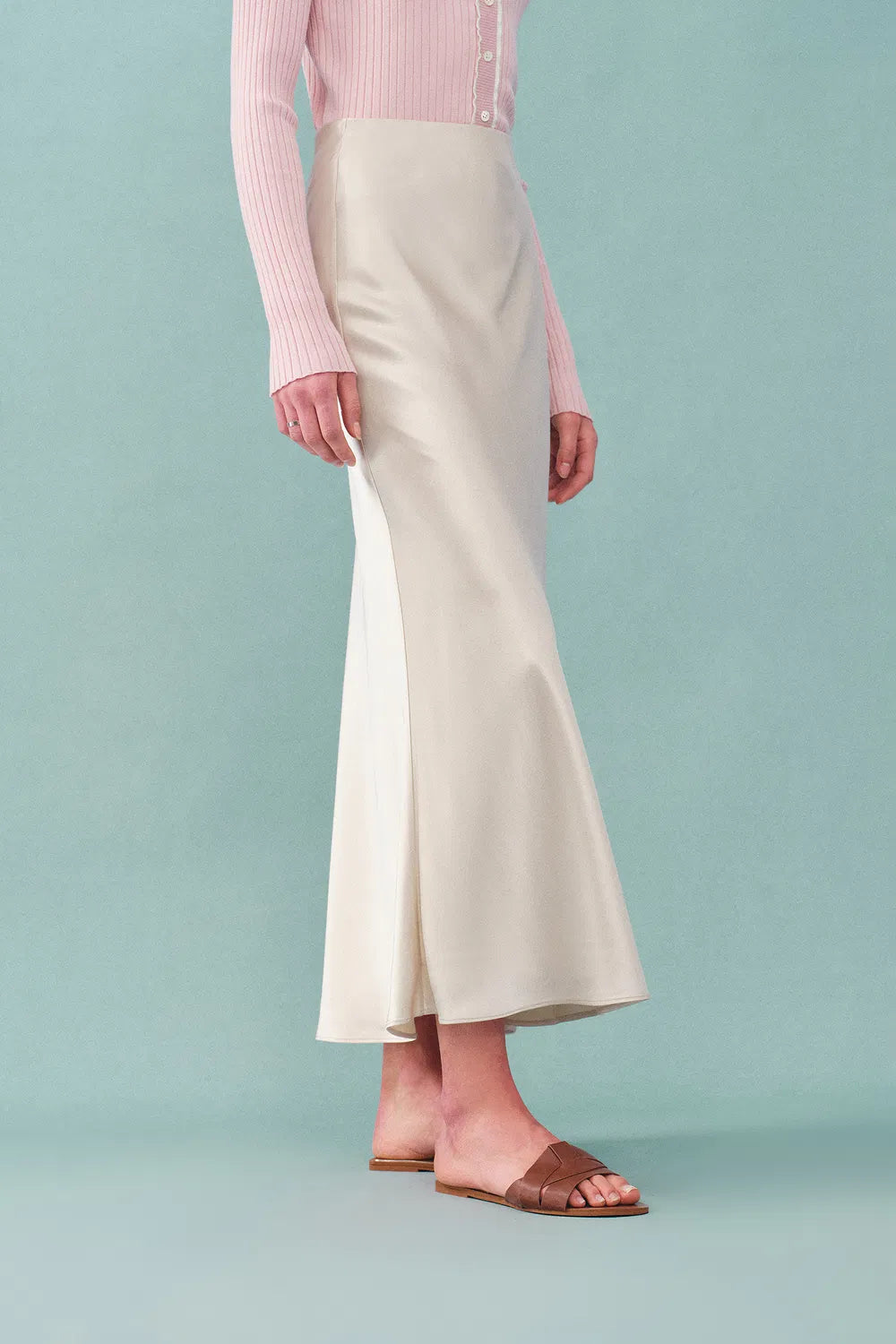 Moon White Skirt in Premium Silky Satin