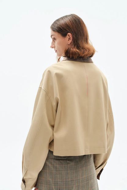 Morston Contrast Cropped Jacket in 100% Cotton Twill