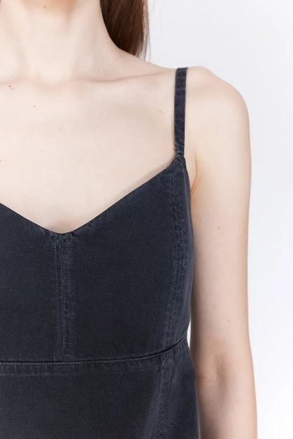 Hortensia Patched Cami Dress in Tencel Denim