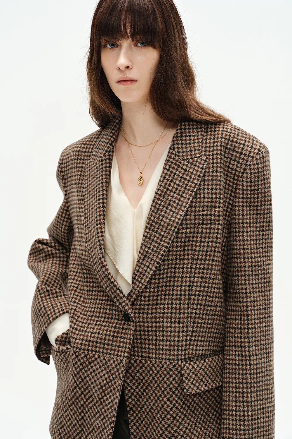 Meare Plaid Blazer in Merino Wool Houndstooth