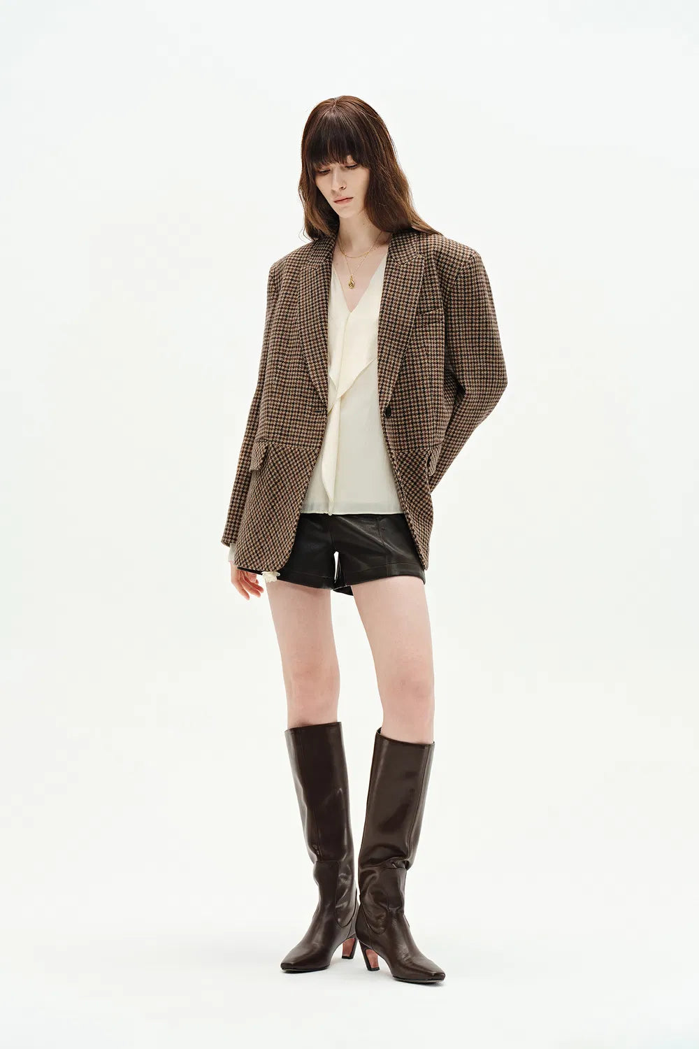 Meare Plaid Blazer in Merino Wool Houndstooth