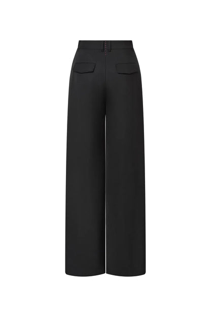 Ezra Wide Leg Trousers in Wool Twill