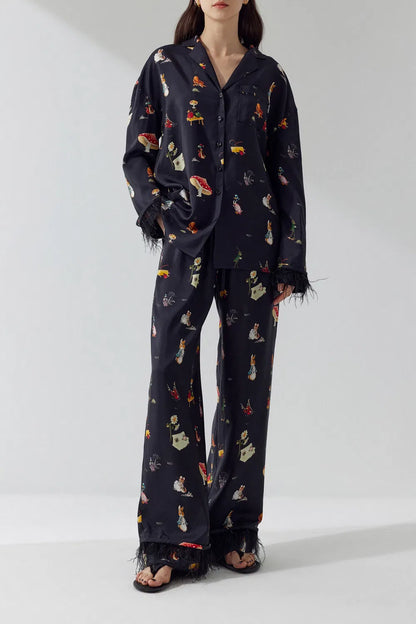 Fairy Tale Tassel Pajama Shirt in Mulberry Silk