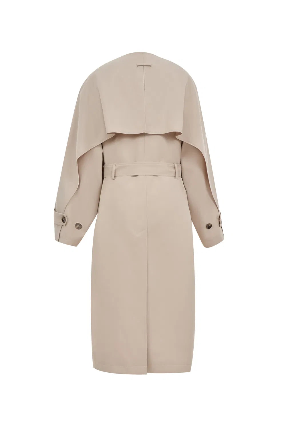 Hilda Single Button Collarless Trench in Wool Fine Twill