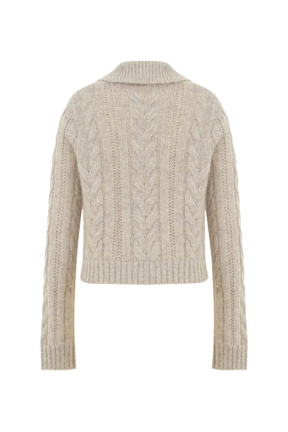 Moon Lapel Sweater in Kid Mohair-Wool Knit