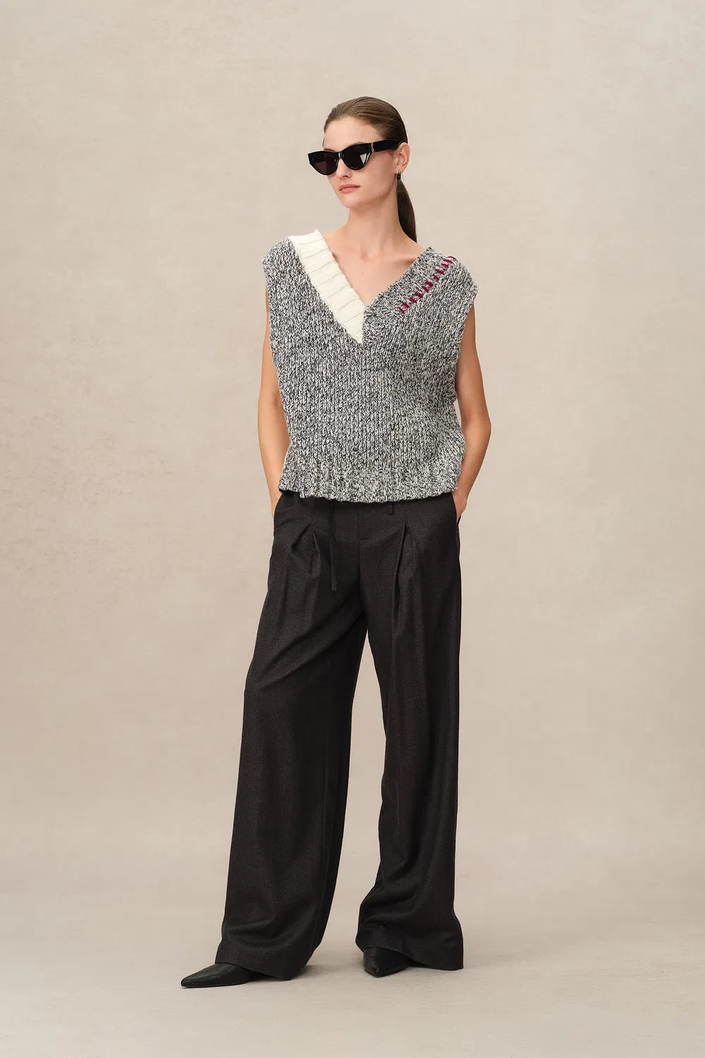 Coco Reversible Knit Vest in Chunky Wool