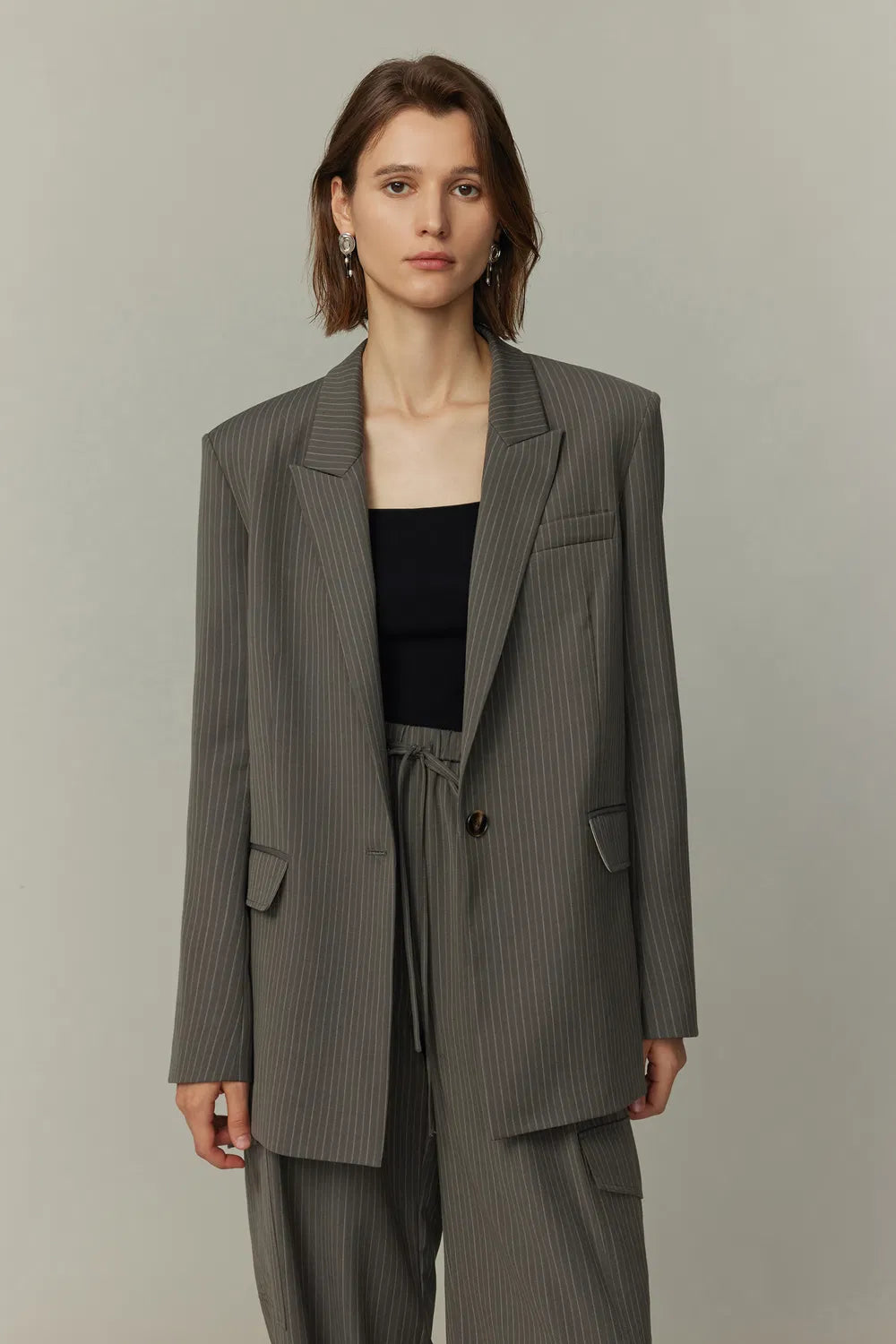 Hana Striped Blazer in Fine Worsted Wool