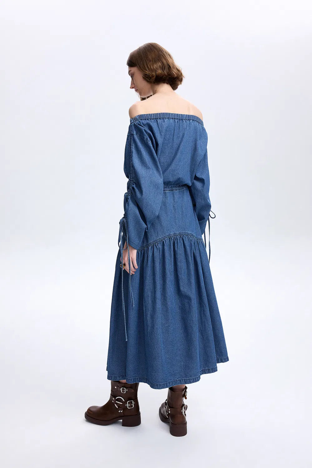 Diane Drawstring Dress in Tencel Denim