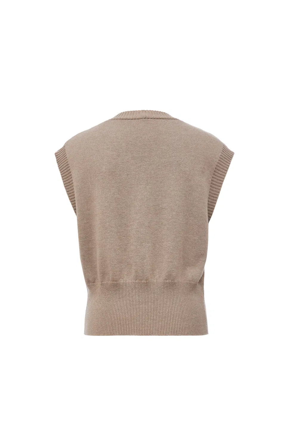 Delia V-Neck Vest in Wool-Cotton Blend