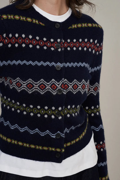 Alice Fair Isle Cardigan in Merino Wool Knit